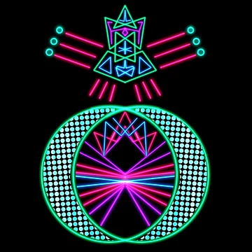 Artwork thumbnail, Neon Cyber Sticker Rising Sun by ByteMode