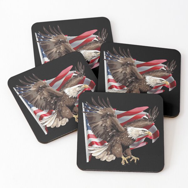 Item preview, A majestic patriotic eagle in front of the USA flag designed and sold by WallGemsArt.