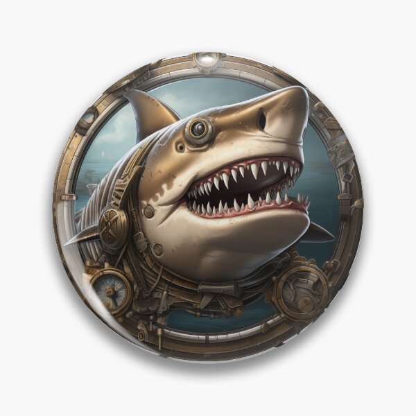 Item preview, Steam Punk Shark in round frame designed and sold by Sp3ctrumOfColor.