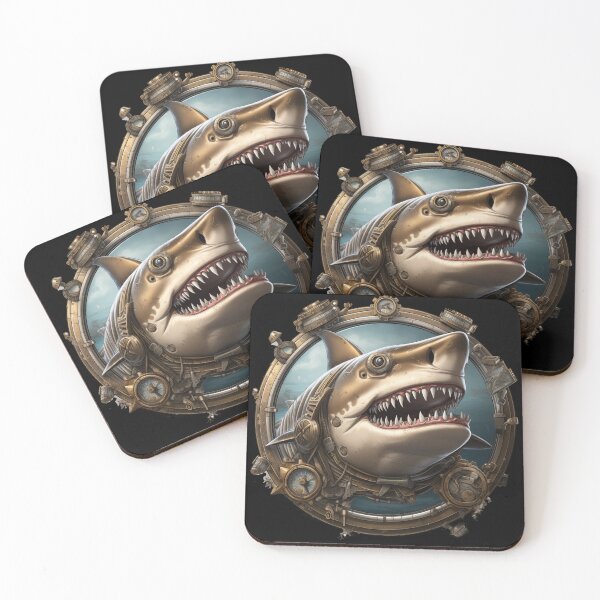 Item preview, Steam Punk Shark in round frame designed and sold by Sp3ctrumOfColor.