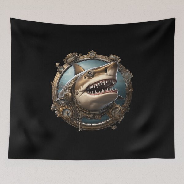Item preview, Steam Punk Shark in round frame designed and sold by Sp3ctrumOfColor.