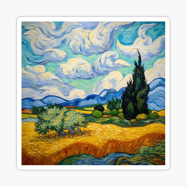 Vista previa del artículo con la obra « Vincent Van Gogh "Un campo de trigo con cipreses", 1889», diseñado y vendido por melikekoc.