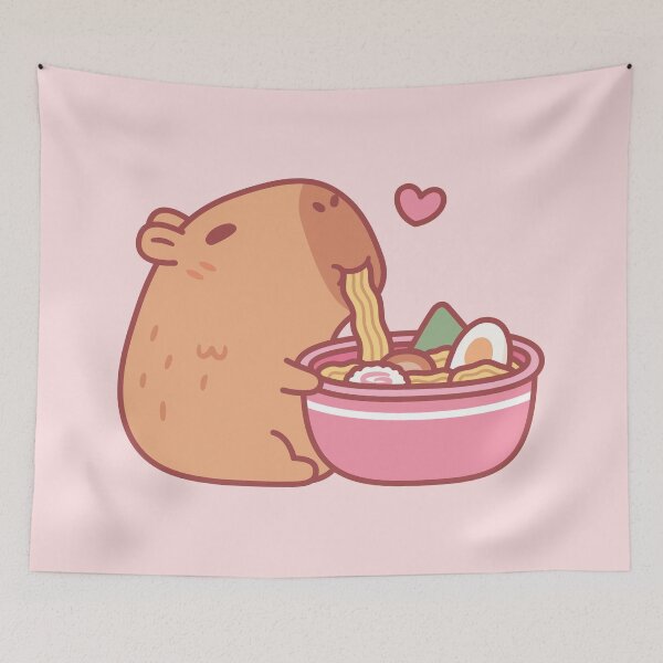 Item preview, Cute Capybara Eating Ramen designed and sold by rustydoodle.