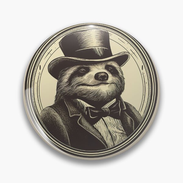 Artikelvorschau, Victorian Sloth face vintage emblem badge logo for sloth lovers entworfen und verkauft von ArcadeVault.
