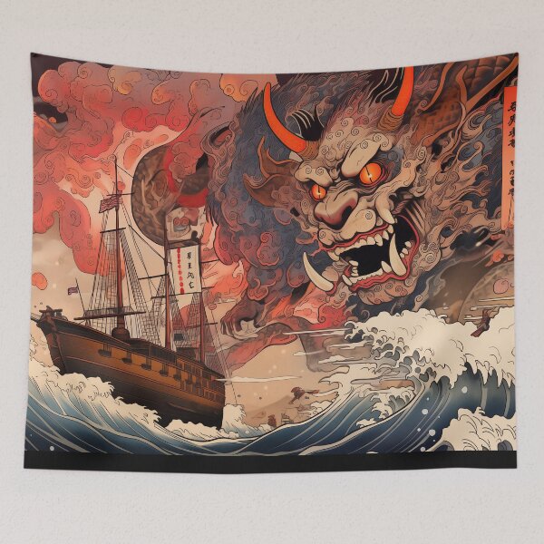 Item preview, Giant sea monster attacks Japanese warship. designed and sold by VISIONARTIST.