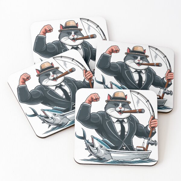 Item preview, Muscle Mobster Cat Gone Fishing designed and sold by AIStoore.