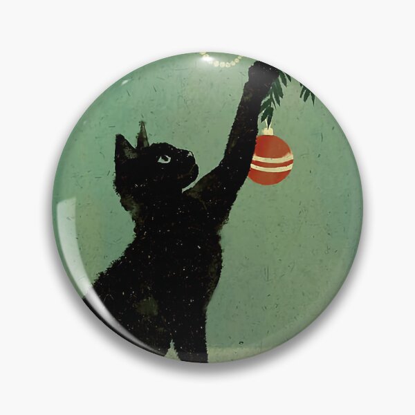Item preview, Vintage Black Cat Playing With Decorations Christmas Tree Card designed and sold by Arwen-Art.