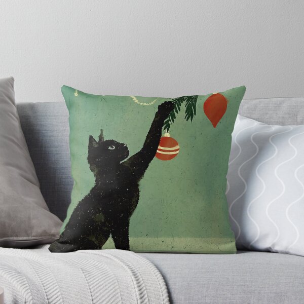 Item preview, Vintage Black Cat Playing With Decorations Christmas Tree Card designed and sold by Arwen-Art.