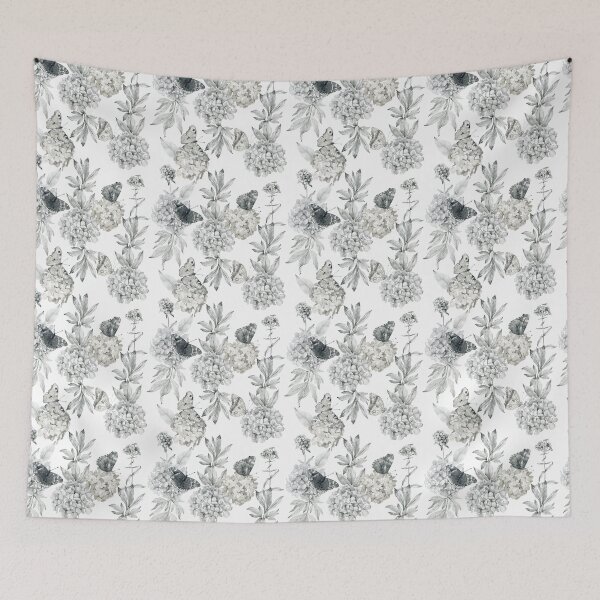 Item preview, Watercolor pattern with hydrangea and butterflies designed and sold by tapilipa.