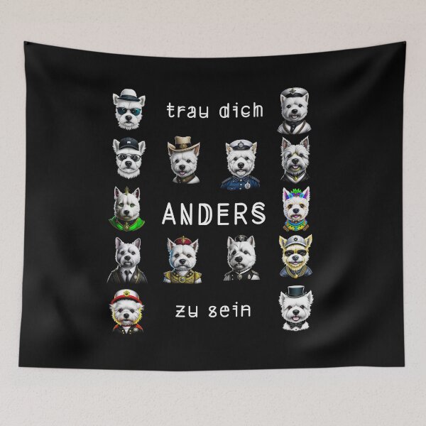 Item preview, Dare to be different, Westies, dogs, saying in German - funny designed and sold by Pflugart.
