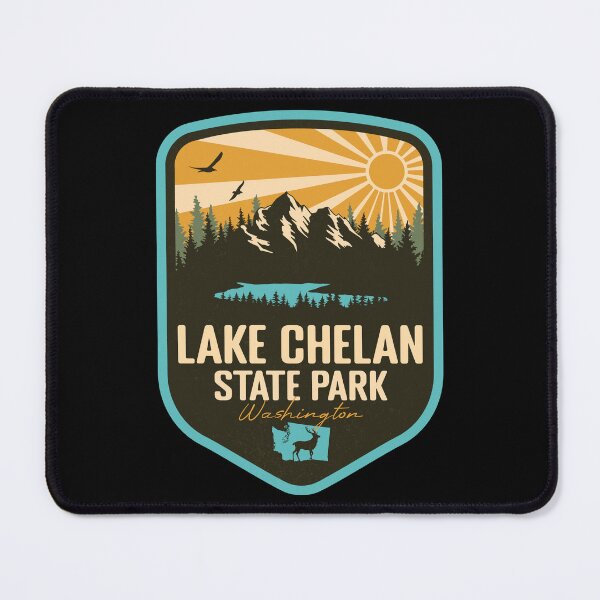 Item preview, Lake Chelan State Park Washington - WA Retro Badge Forest and Wilderness  designed and sold by mountainfad.