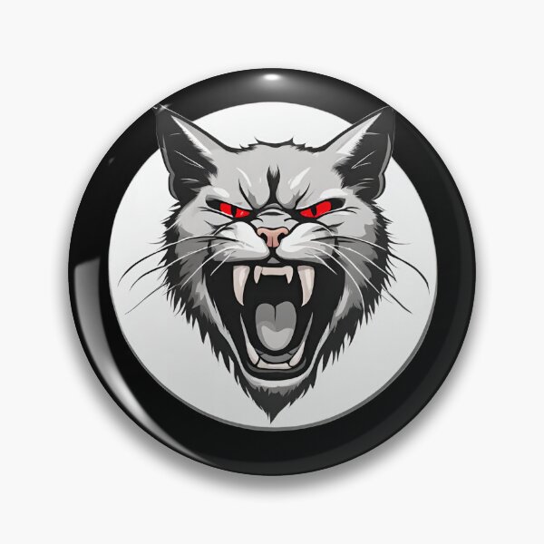 Item preview, Angry Wild Cat with Open Mouth and Red Eyes designed and sold by Aquillashop.