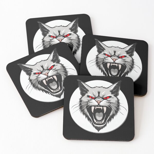Item preview, Angry Wild Cat with Open Mouth and Red Eyes designed and sold by Aquillashop.