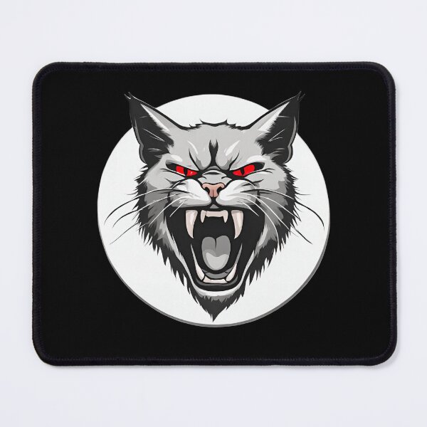 Item preview, Angry Wild Cat with Open Mouth and Red Eyes designed and sold by Aquillashop.