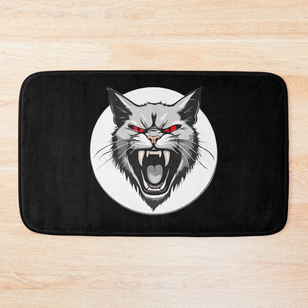Item preview, Angry Wild Cat with Open Mouth and Red Eyes designed and sold by Aquillashop.