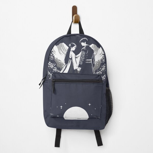 Item preview, Lovers in hanbok with Korean Mountains and Moonlight designed and sold by carodel.