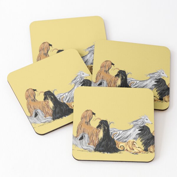 Item preview,  Afghan hounds, on warm yellow designed and sold by Faerieglen.