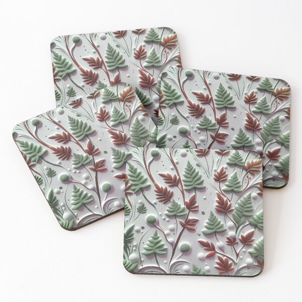Item preview, Wild leaves.Realistic delicate 3D wild leaves - expressive botanical pattern. Brown and mint. designed and sold by My-fake-places.