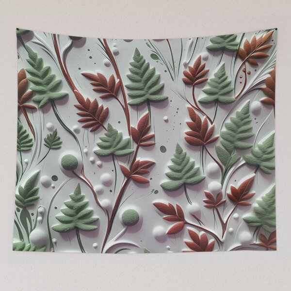 Item preview, Wild leaves.Realistic delicate 3D wild leaves - expressive botanical pattern. Brown and mint. designed and sold by My-fake-places.