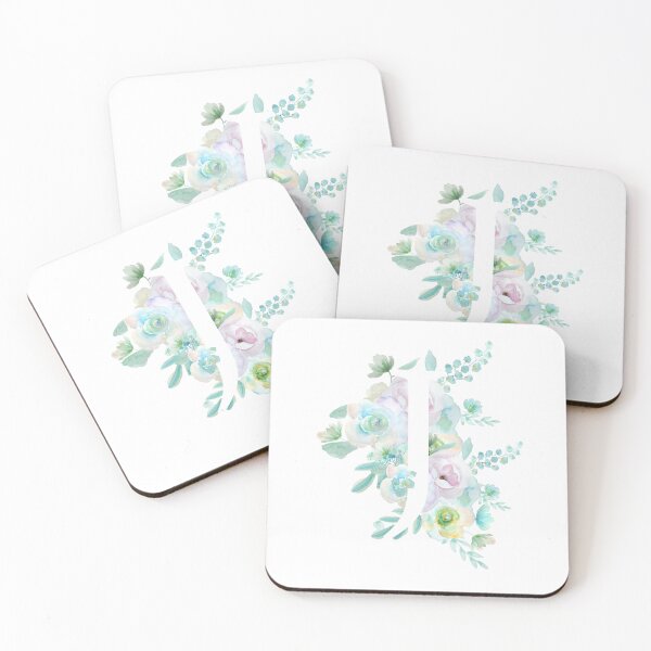 Item preview, hand painted Botanical alphabet J green and purple flowers  designed and sold by ColorandColor.