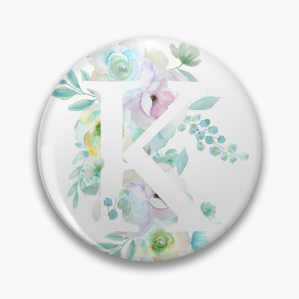 Item preview, Botanical alphabet K green and purple flowers hand painted  designed and sold by ColorandColor.