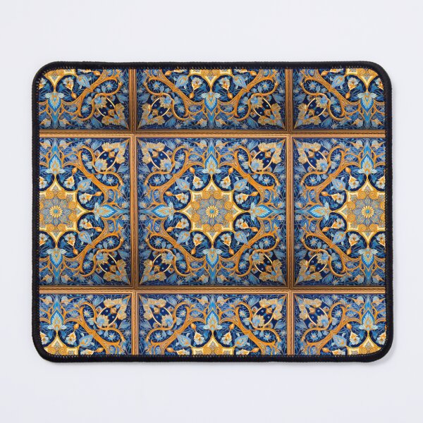 Item preview, Traditional Persian blue and gold ornate tile with floral designs designed and sold by preseprestige.