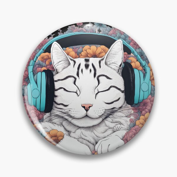 Item preview, cat headphones floral cat lover designed and sold by Catophile.