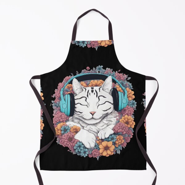 Item preview, cat headphones floral cat lover designed and sold by Catophile.