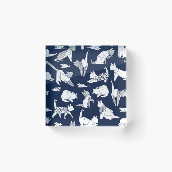 Item preview, Origami kitten friends // blue navy background paper cats designed and sold by SelmaCardoso.