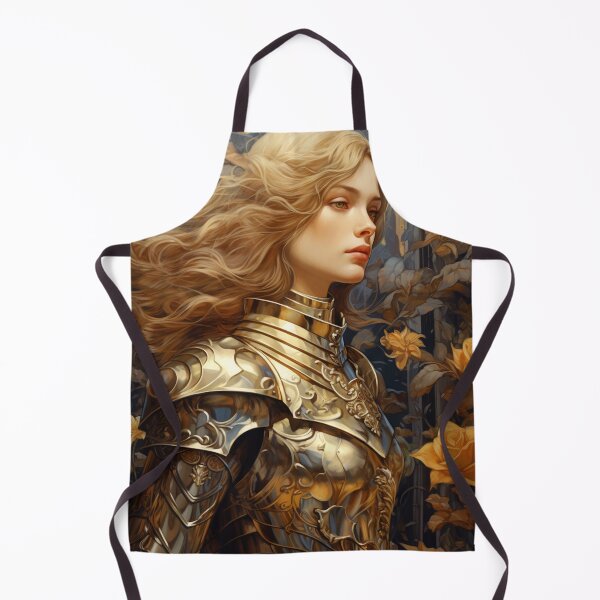 Artikelvorschau, Weiblicher Ritter mit goldener Rüstung – Jugendstil entworfen und verkauft von ArtNouveauChic.