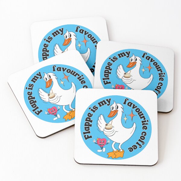 Item preview, Flappe is my favourite coffee, funny cute vintage retro duck holding a frappe coffee designed and sold by BritishDelights.