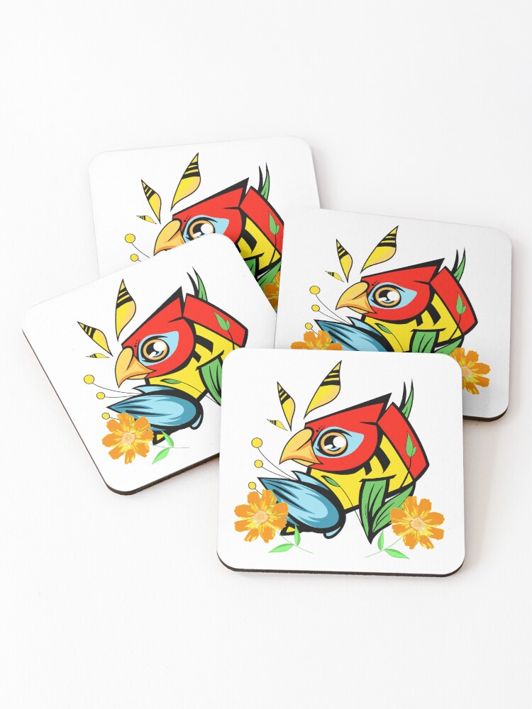 Thumbnail 1 of 5, Coasters (Set of 4), Parrot designed and sold by SaylarStickers.