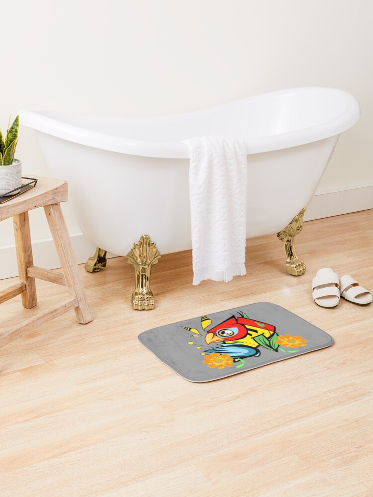 Thumbnail 2 of 6, Bath Mat, Parrot designed and sold by SaylarStickers.