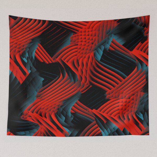 Item preview, Crimson Surge: Red and Black Abstract Ripples designed and sold by VectorPlace.
