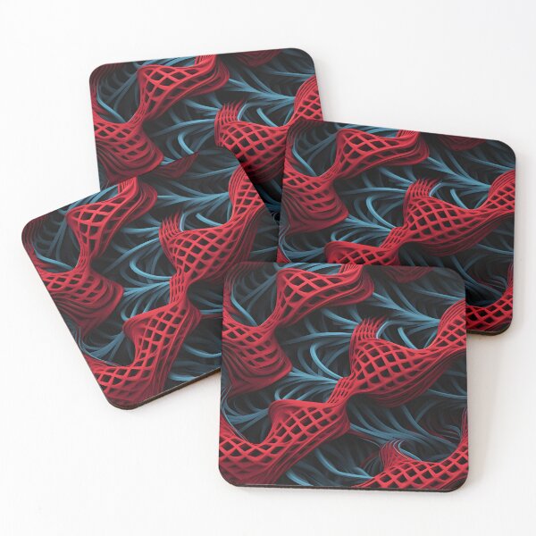 Item preview, Lattice Flow: Red and Teal Dynamic Weave designed and sold by VectorPlace.