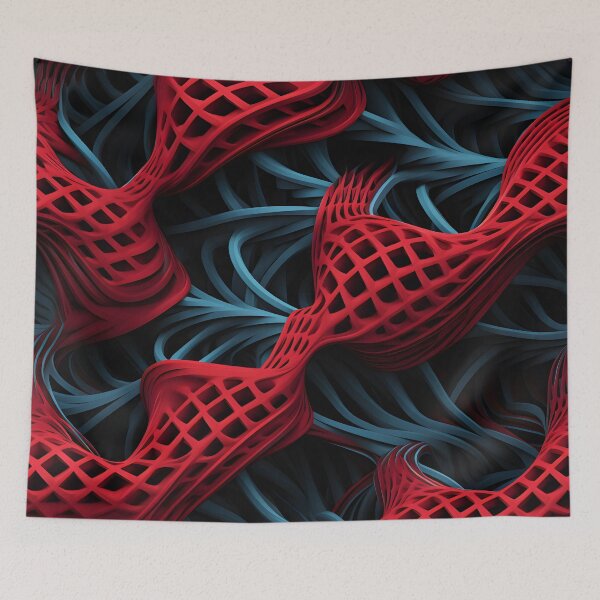Item preview, Lattice Flow: Red and Teal Dynamic Weave designed and sold by VectorPlace.