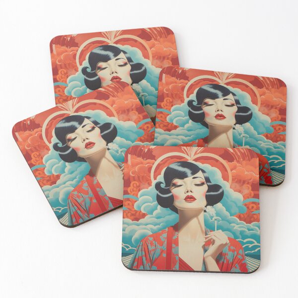 Item preview, Shanghai Smoking Girl Red Turquoise 3 designed and sold by Meeheemaha.