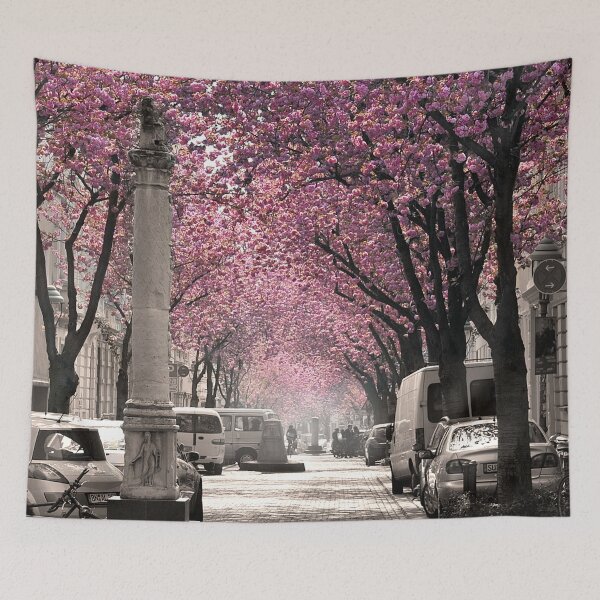 Artikelvorschau, Berühmte Strasse in Bonn, Deutschland Cherry Blossoms in Spring, hochformat entworfen und verkauft von VictoriaBonn.