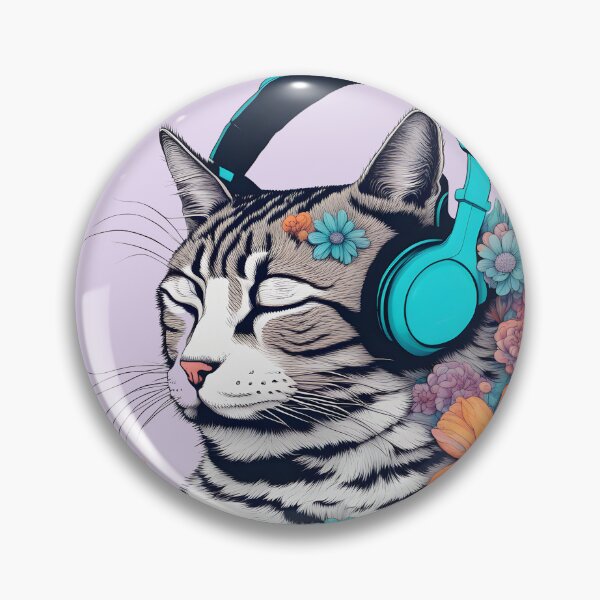 Item preview, cat headphones floral cat lover designed and sold by Catophile.