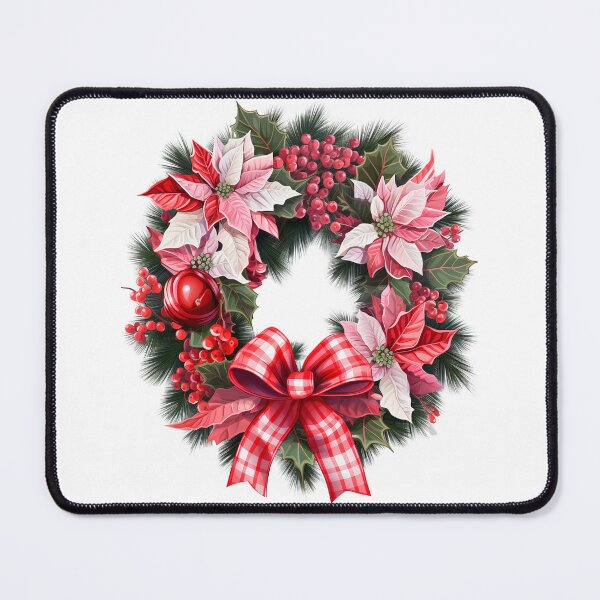 Item preview, Christmas Poinsettia and Red Berry Wreath designed and sold by silviaol.