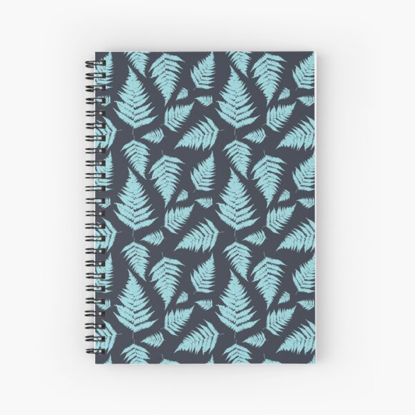 Forest Ferns on a dark blue background Spiral Notebook