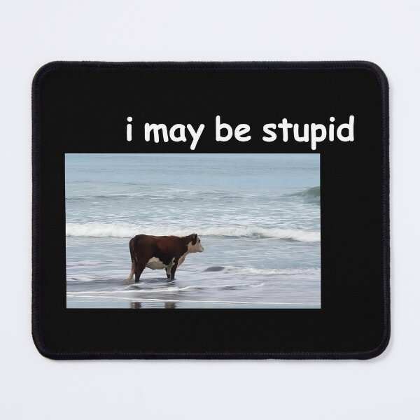 Item preview, I May Be Stupid Cow Beach Alone Meme  designed and sold by fomodesigns.