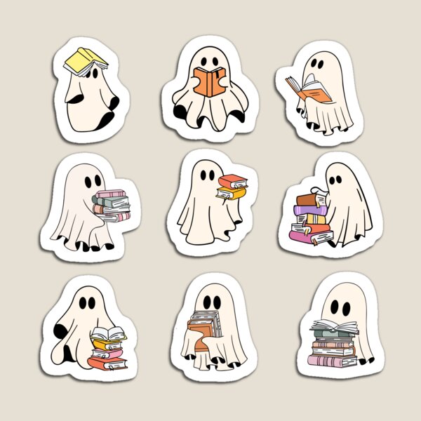 Aperçu de l'œuvre Feuille de lecture Fantôme Fantômes mignons Pack de lecture Ensemble de livres Spooky Book Lovers Idées cadeaux créée et vendue par StickyBook.