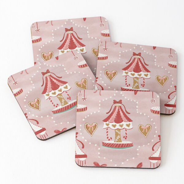 Item preview, Christmas Carousel with Ribbons and Cookies Pink and Red designed and sold by eloulamb.