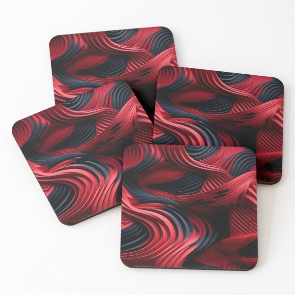 Item preview, Crimson Waves: Abstract Ribbons in Red and Black designed and sold by VectorPlace.