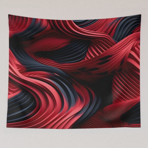 Item preview, Crimson Waves: Abstract Ribbons in Red and Black designed and sold by VectorPlace.
