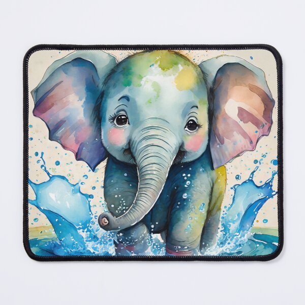 Item preview, Cute baby elephant playing in the water designed and sold by fotofeast.