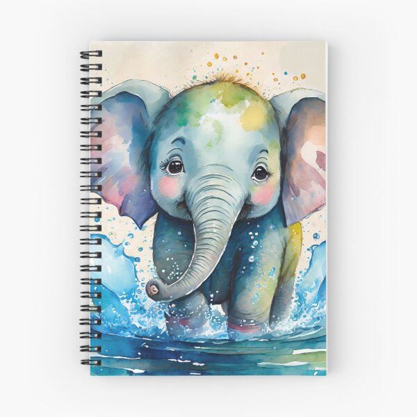 Item preview, Cute baby elephant playing in the water designed and sold by fotofeast.