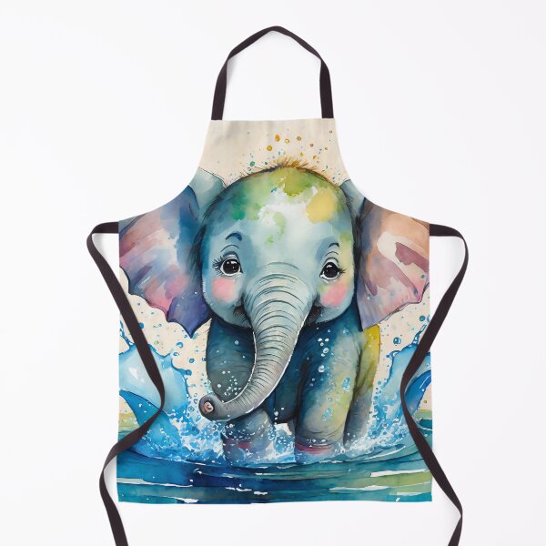 Item preview, Cute baby elephant playing in the water designed and sold by fotofeast.