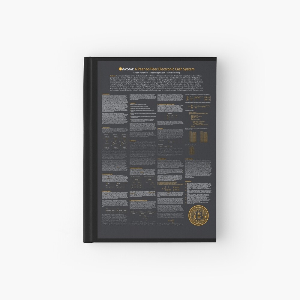 Bitcoin: A Peer-to-Peer Electronic Cash System | Bitcoin White Paper Poster  (Dark theme))